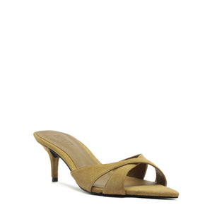 Hilda Leaf Mule Suede Sandal in Dried Pistachio