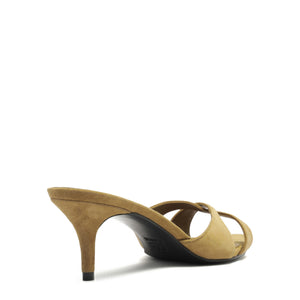 Hilda Leaf Mule Suede Sandal in Dried Pistachio