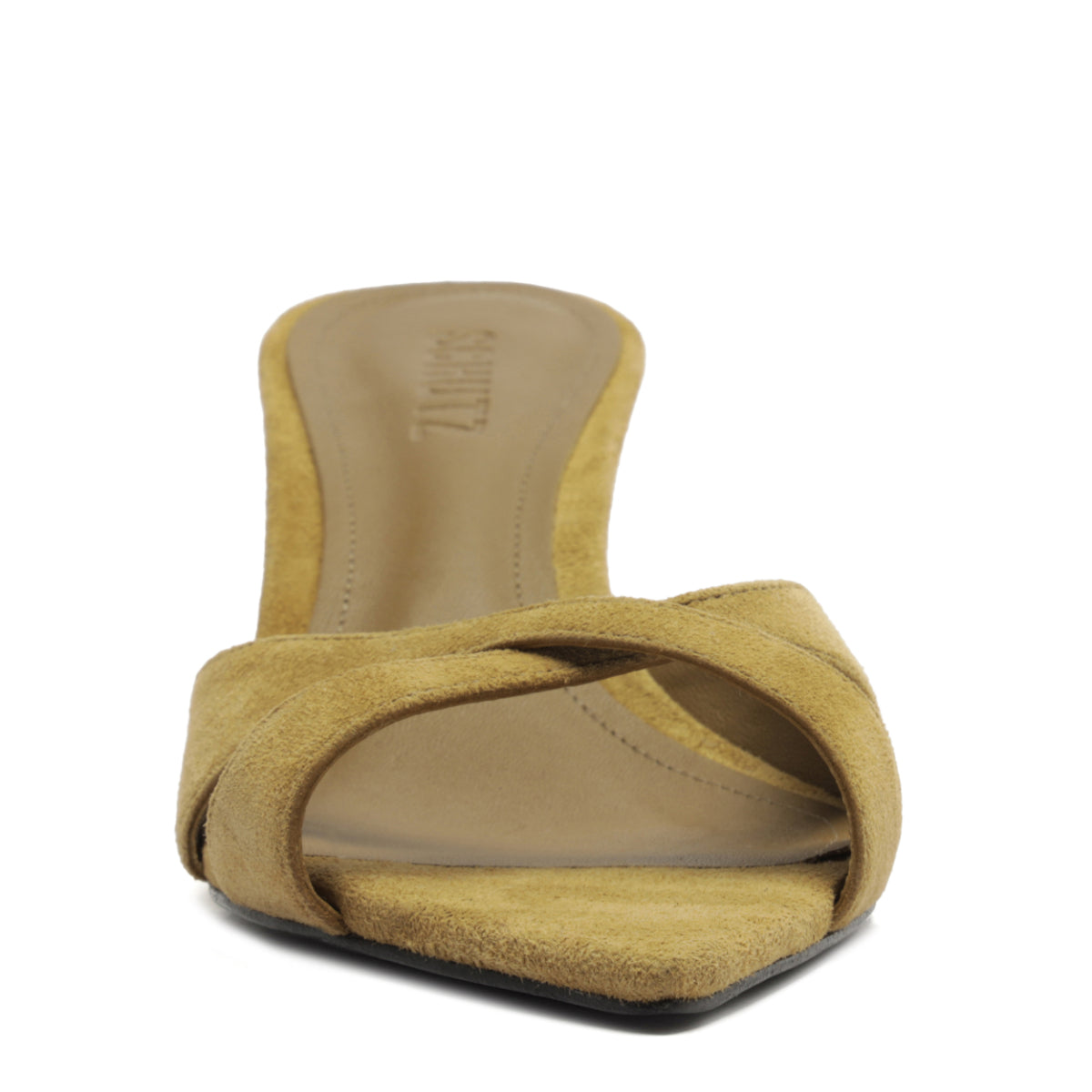 Hilda Leaf Mule Suede Sandal in Dried Pistachio