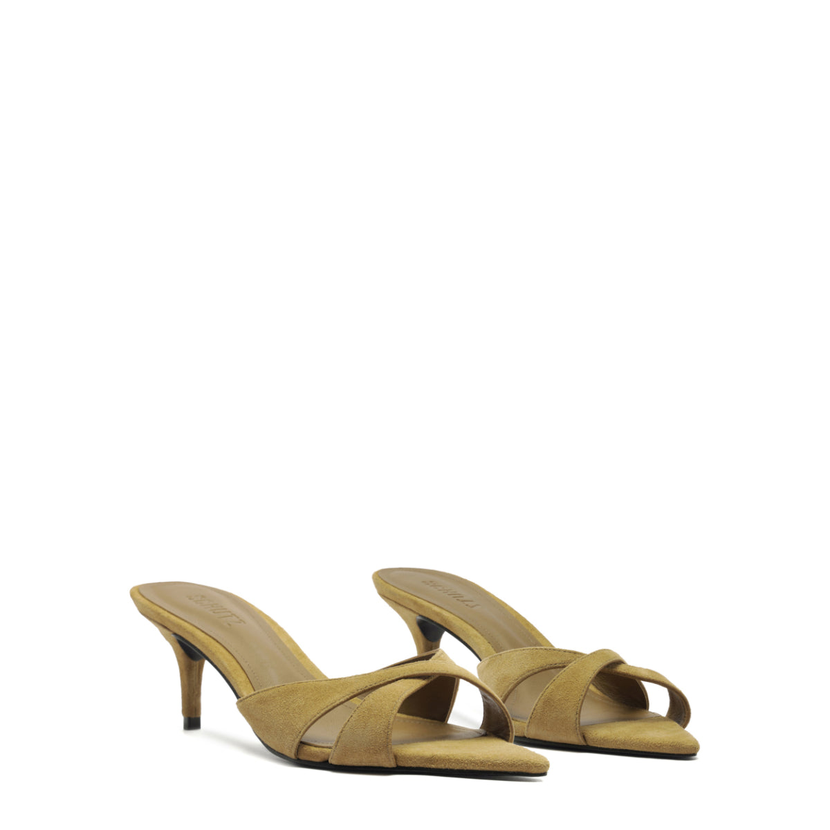 Hilda Leaf Mule Suede Sandal in Dried Pistachio
