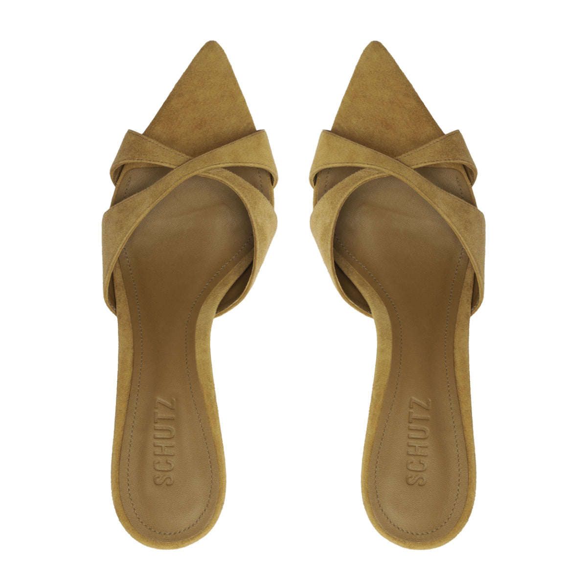 Hilda Leaf Mule Suede Sandal in Dried Pistachio