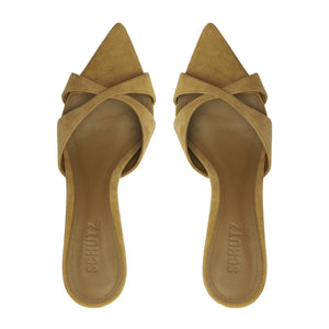 Hilda Leaf Mule Suede Sandal in Dried Pistachio