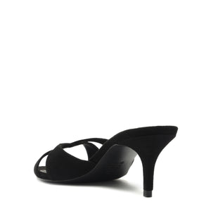 Hilda Leaf Mule Suede Sandal in Black