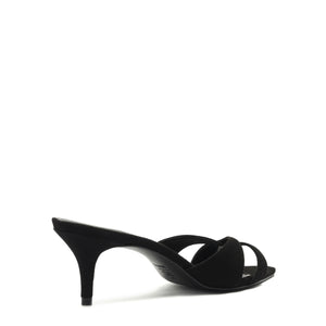 Hilda Leaf Mule Suede Sandal in Black