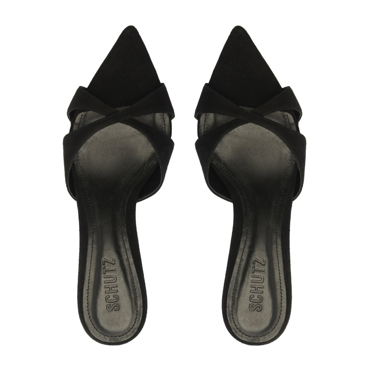 Hilda Leaf Mule Suede Sandal in Black