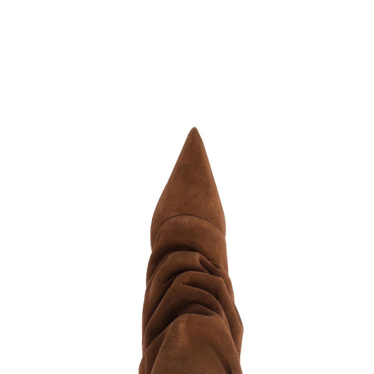 Mikki Up Cloak Suede Boot in Pecan Brown