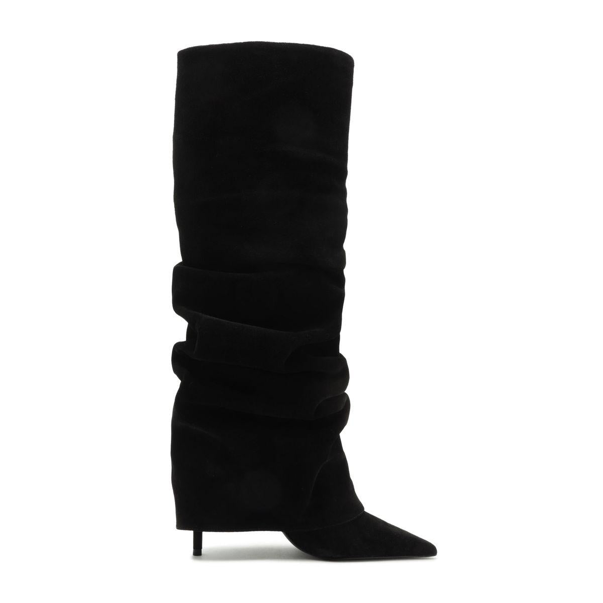 Mikki Up Cloak Suede Boot in Black
