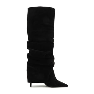 Mikki Up Cloak Suede Boot in Black
