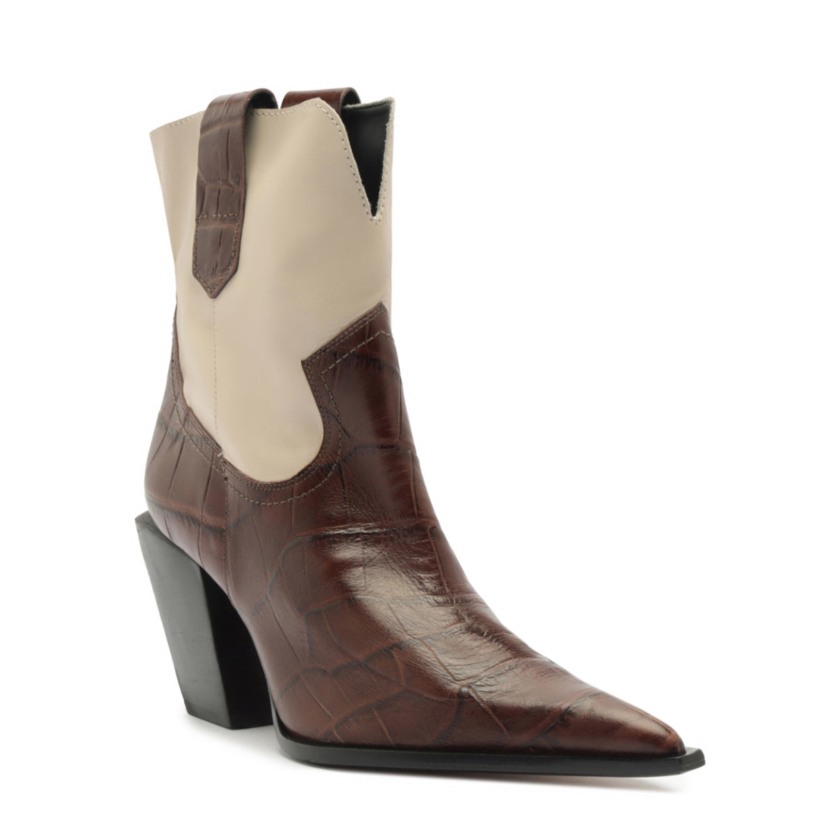 Memphis Croc Bootie in Root Brown