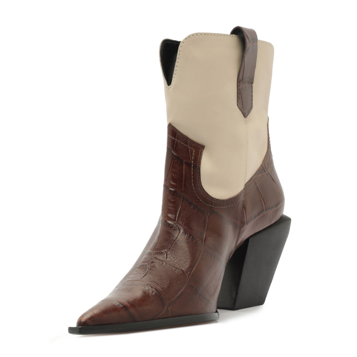 Memphis Croc Bootie in Root Brown