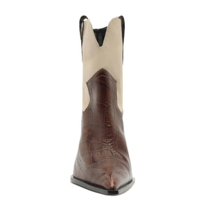 Memphis Croc Bootie in Root Brown