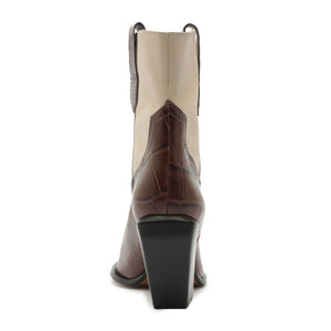 Memphis Croc Bootie in Root Brown