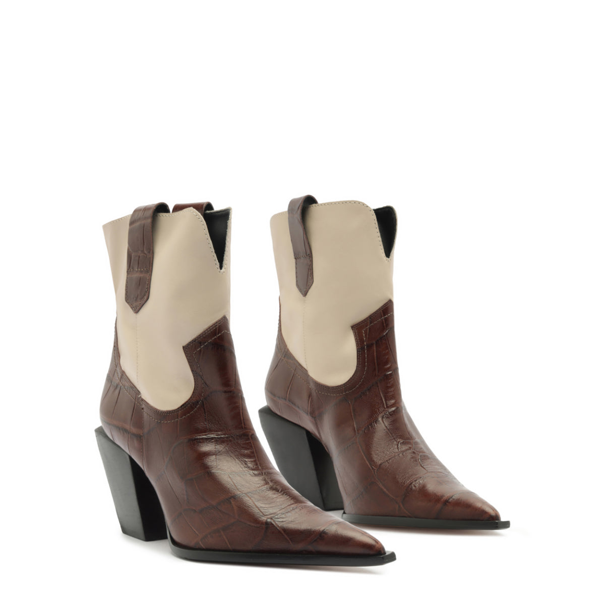 Memphis Croc Bootie in Root Brown