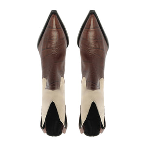Memphis Croc Bootie in Root Brown
