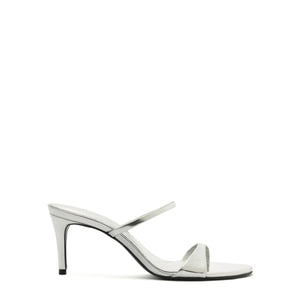 Jessica Mid Mule Metallic Sandal in Prata