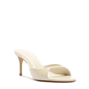 Arlette Mule Patent Leather Sandal in Sugar White