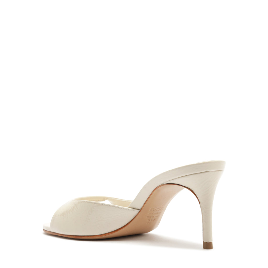 Arlette Mule Patent Leather Sandal in Sugar White