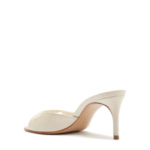 Arlette Mule Patent Leather Sandal in Sugar White