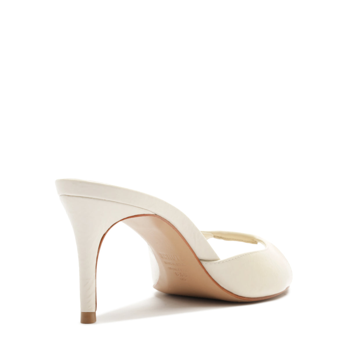 Arlette Mule Patent Leather Sandal in Sugar White