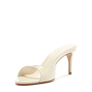 Arlette Mule Patent Leather Sandal in Sugar White