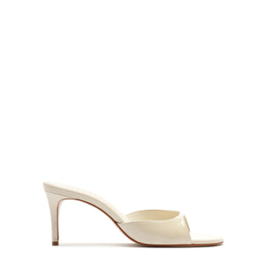 Arlette Mule Patent Leather Sandal in Sugar White