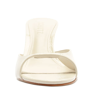 Arlette Mule Patent Leather Sandal in Sugar White