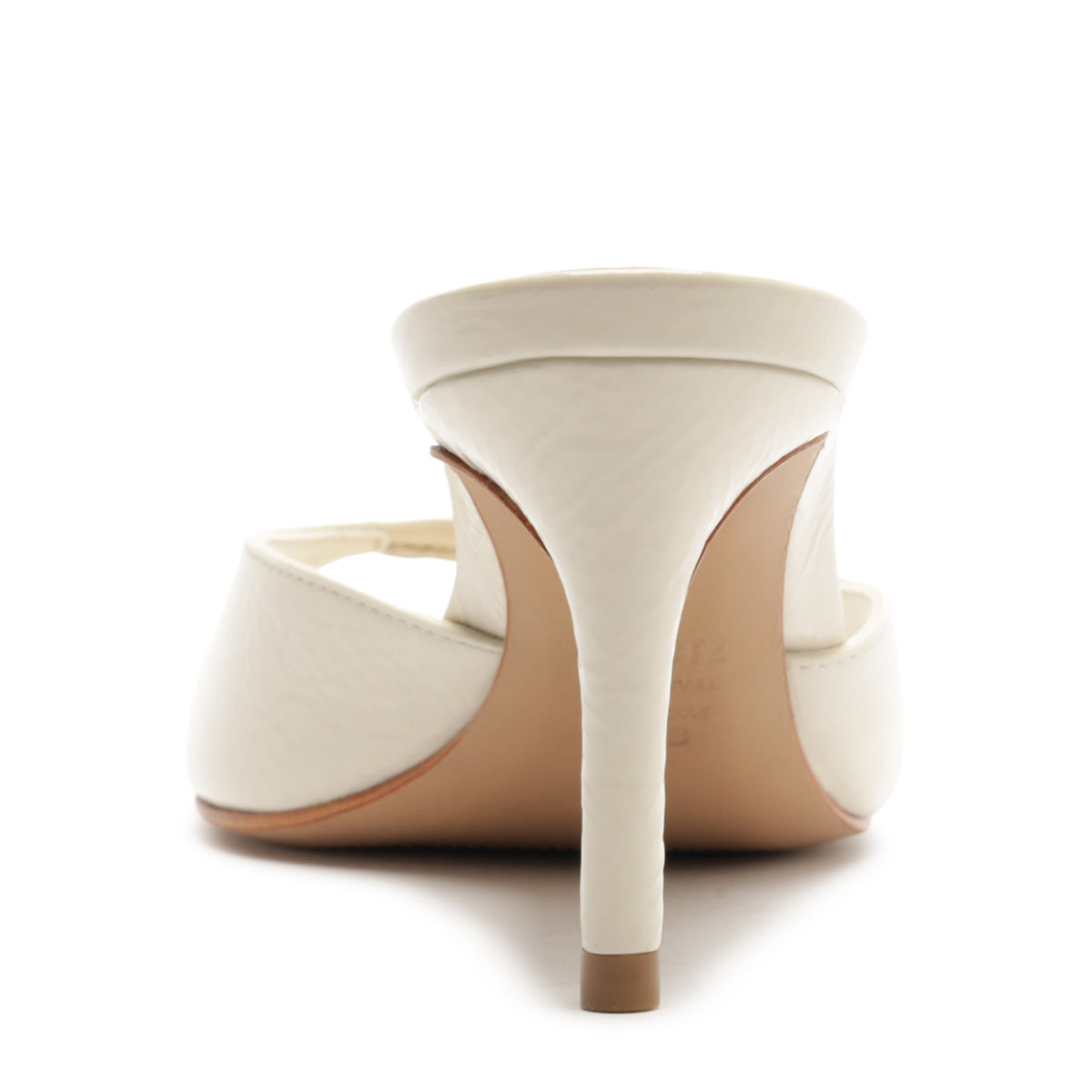 Arlette Mule Patent Leather Sandal in Sugar White