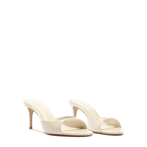 Arlette Mule Patent Leather Sandal in Sugar White