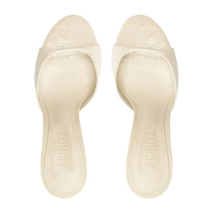 Arlette Mule Patent Leather Sandal in Sugar White