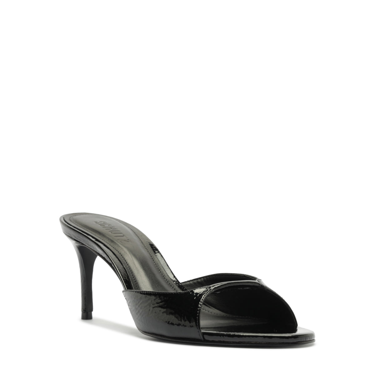 Arlette Mule Patent Leather Sandal in Black