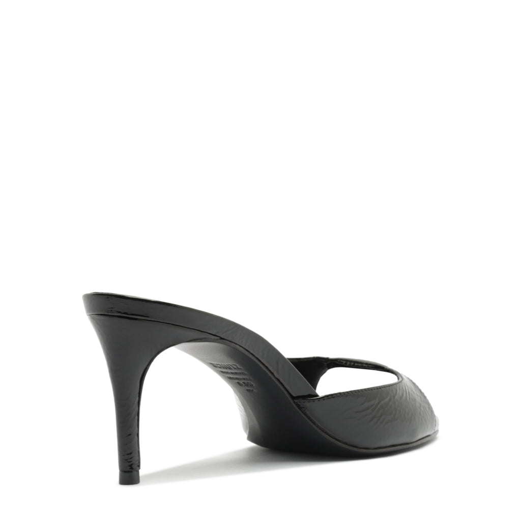 Arlette Mule Patent Leather Sandal in Black