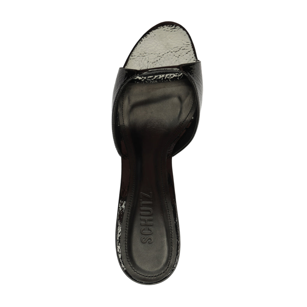 Arlette Mule Patent Leather Sandal in Black