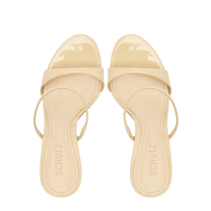 Jessica Mule Patent Sandal in Natural Nibs