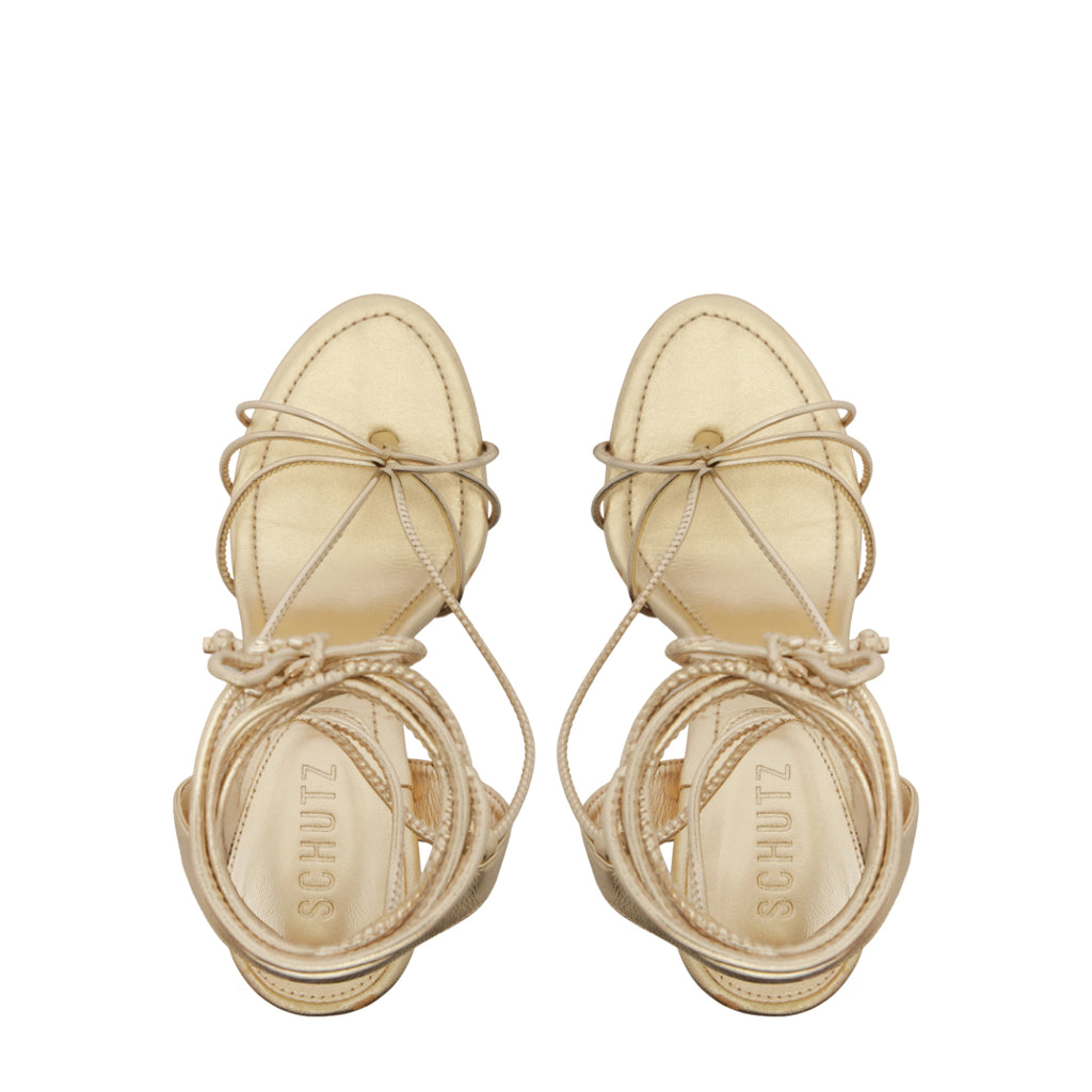 Demetria Metallic Sandal in Platinum