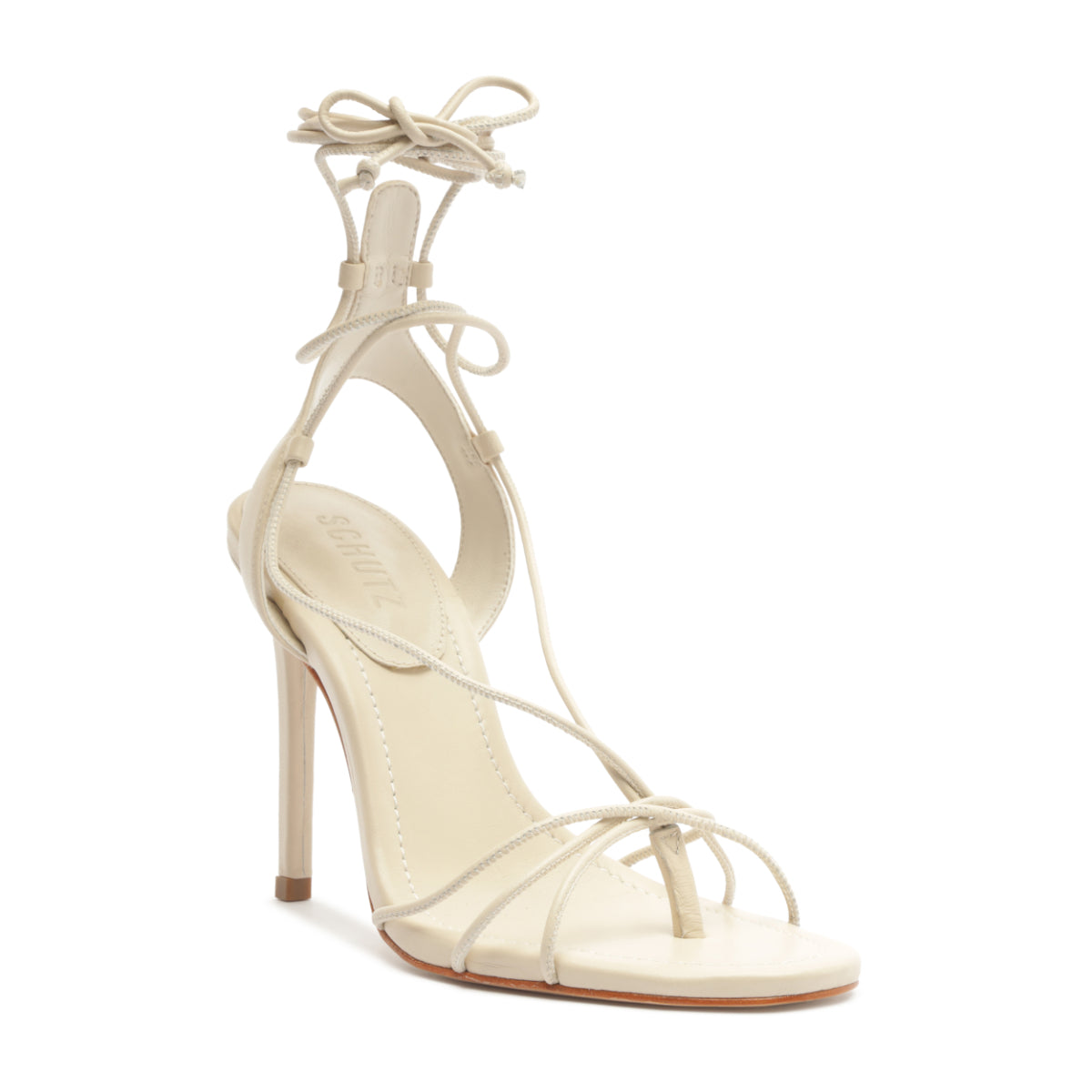 Demetria Leather Sandal in Sugar White