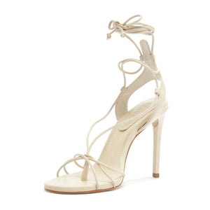 Demetria Leather Sandal in Sugar White