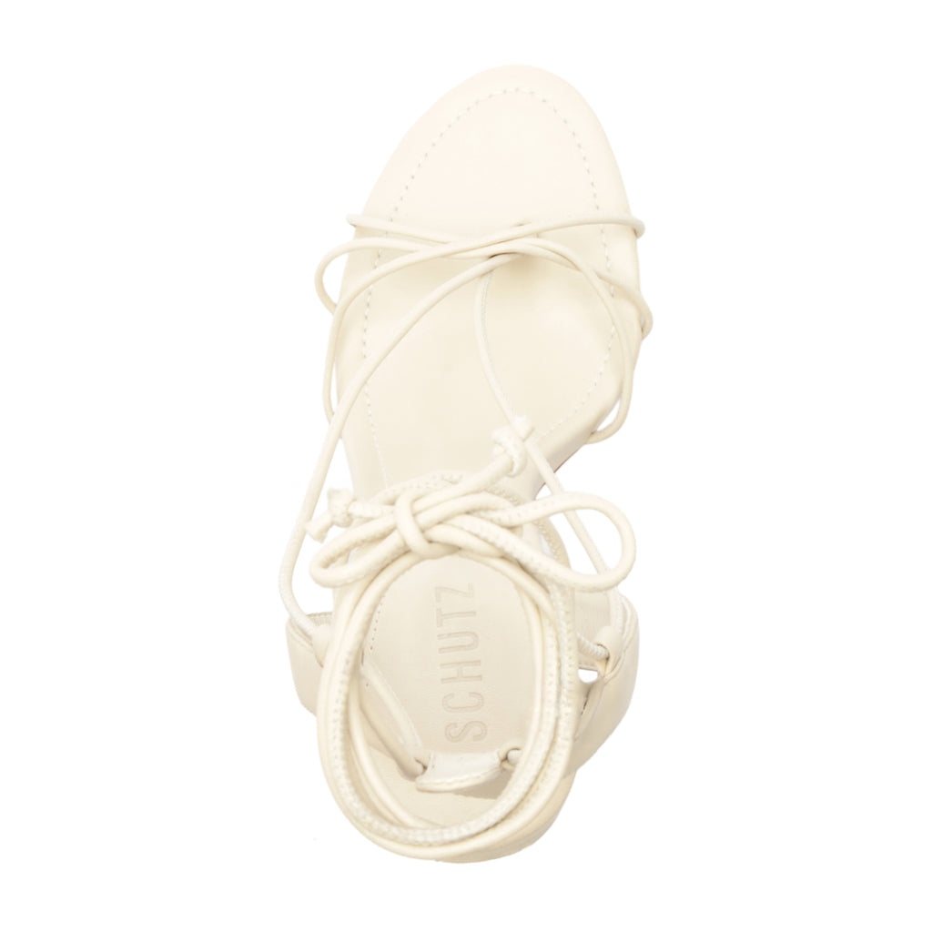 Demetria Leather Sandal in Sugar White