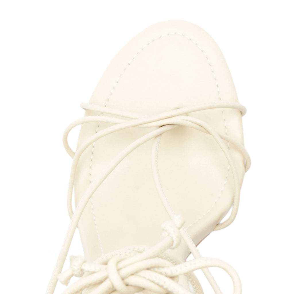 Demetria Leather Sandal in Sugar White