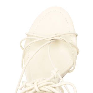 Demetria Leather Sandal in Sugar White