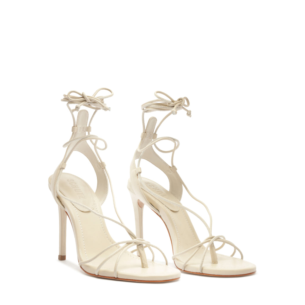 Demetria Leather Sandal in Sugar White