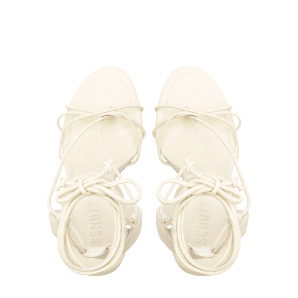 Demetria Leather Sandal in Sugar White