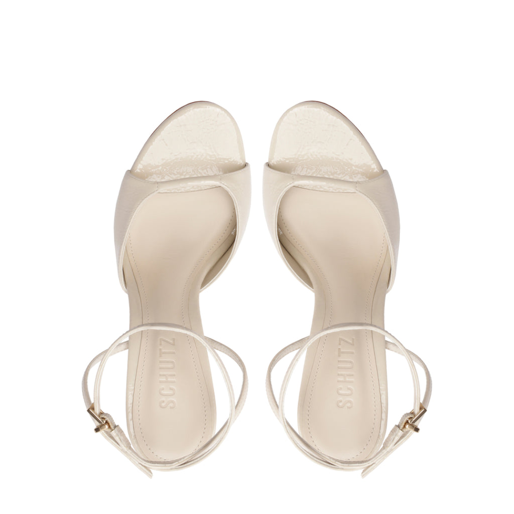 Arlette Patent Leather Sandal in Sugar White