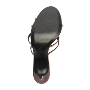 Top view of Marion Patent Sandal in Port Burgundy showcasing its strappy design on a white background