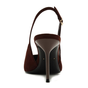 Alicia Sling Suede Pump in Root Brown