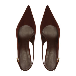 Alicia Sling Suede Pump in Root Brown