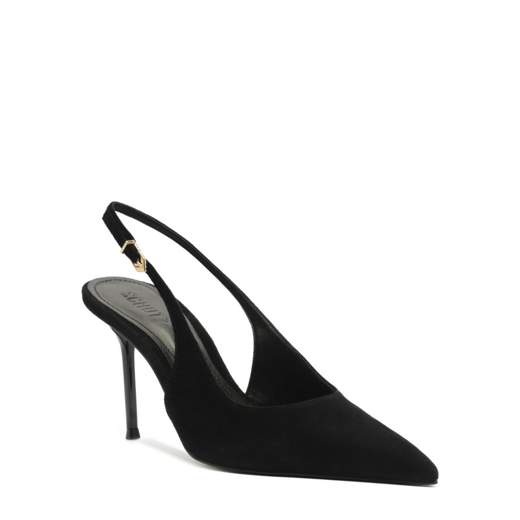 Alicia Sling Suede Pump in Black