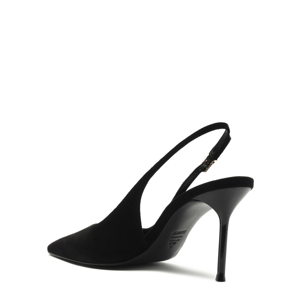 Alicia Sling Suede Pump in Black