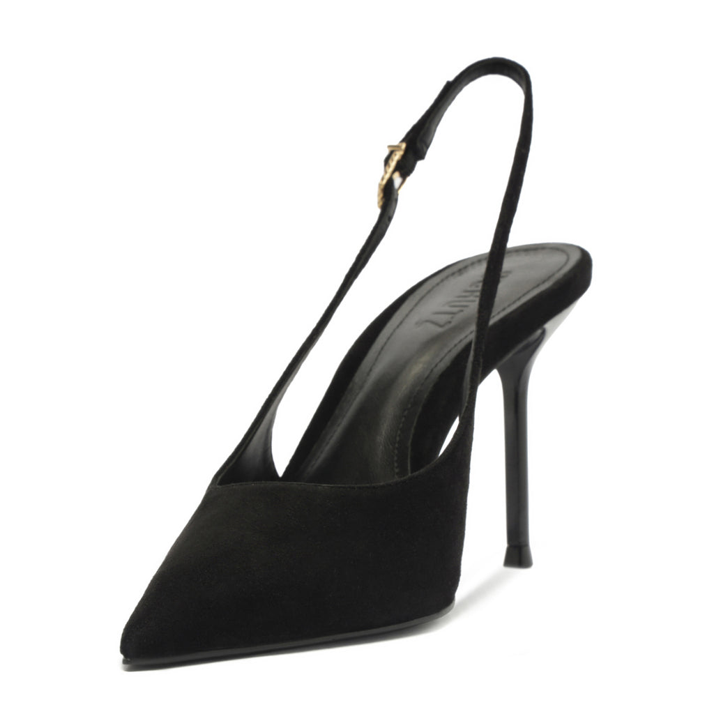 Alicia Sling Suede Pump in Black