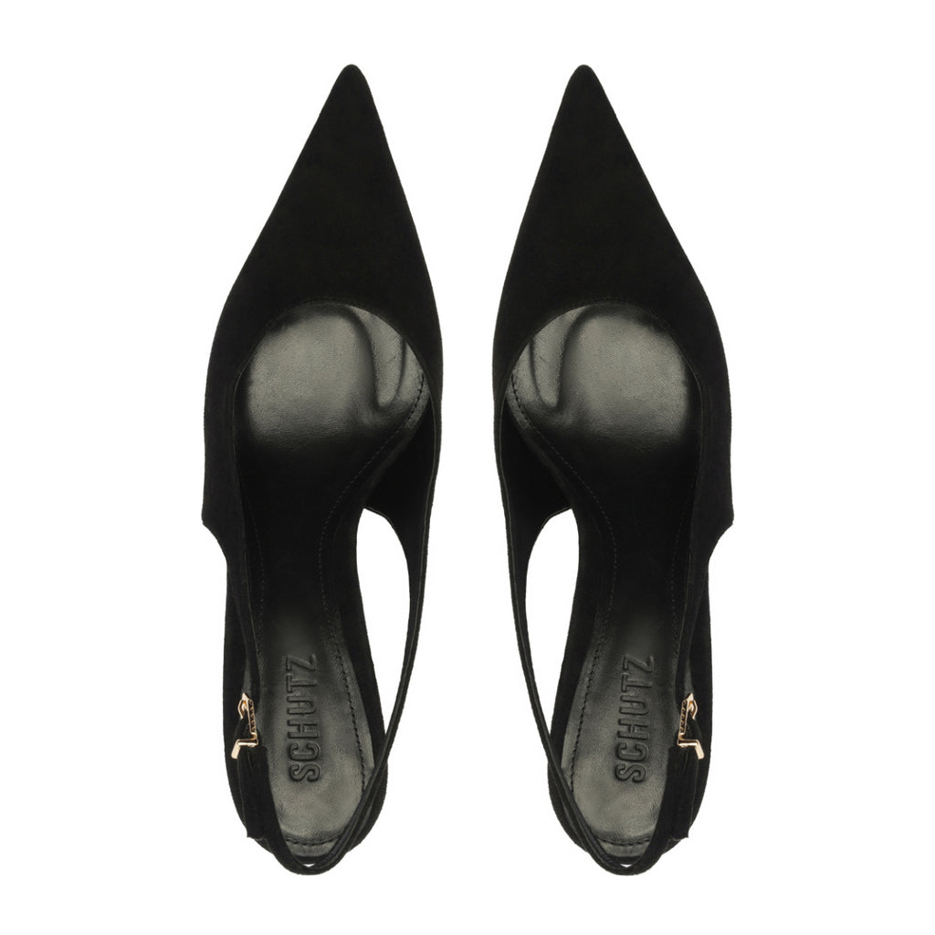 Alicia Sling Suede Pump in Black