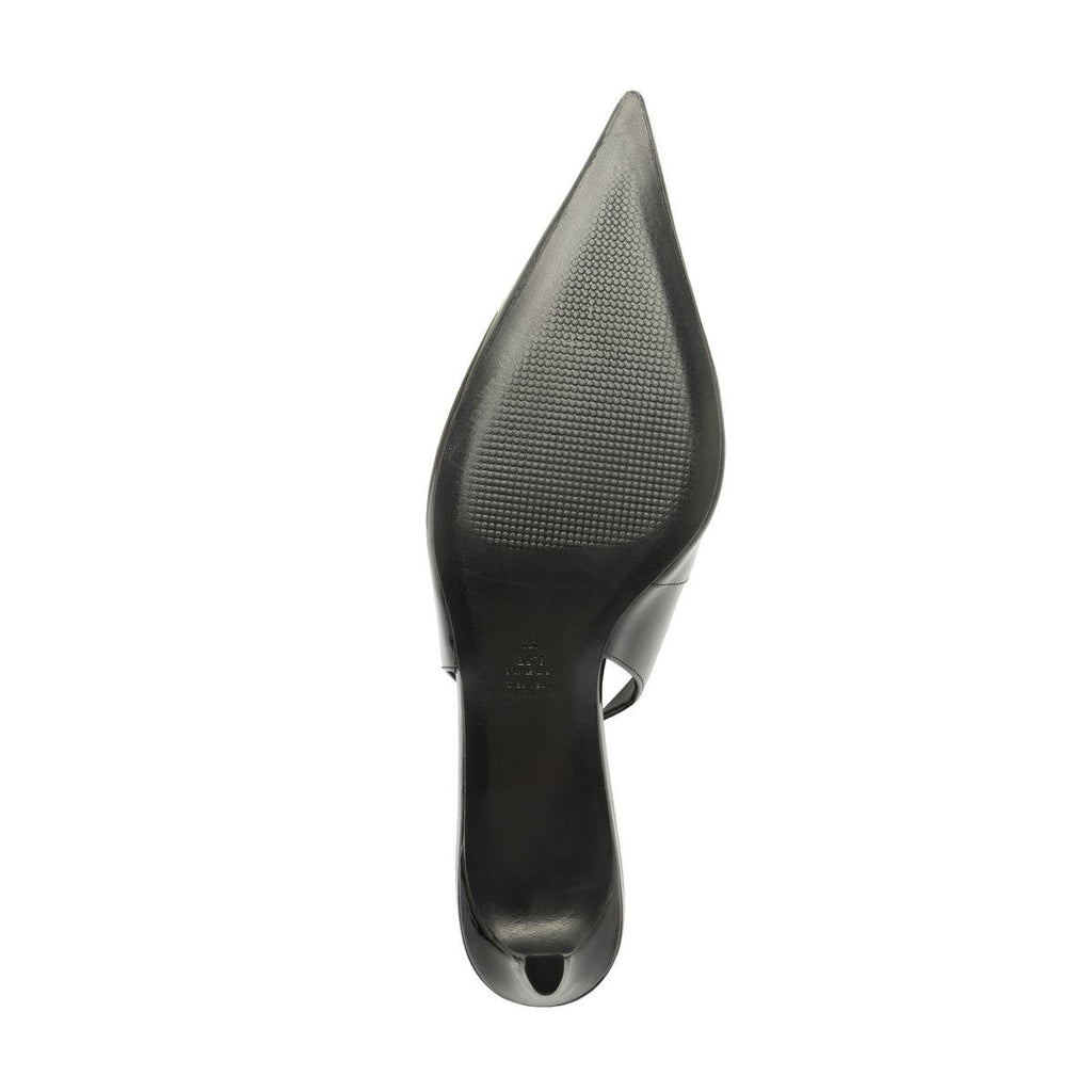 Bottom view of Alicia Sling Mid Patent Pump showcasing its black patent finish with a white background